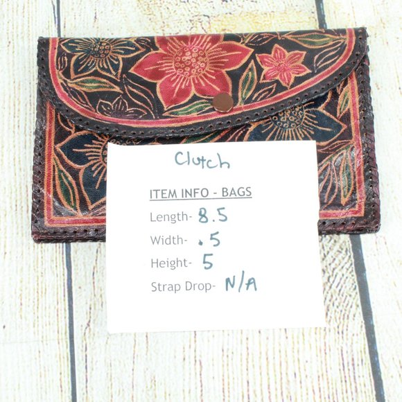 Lot of 3 Vintage Floral Print Handcrafted Sheepskin Leather Wallet Change Purse - Picture 13 of 15